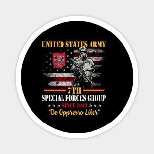 Proud US Army 7th Special Forces Group Flag "De Oppresso Liber" SFG - Gift for Veterans Day 4th of July or Patriotic Memorial Day Magnet